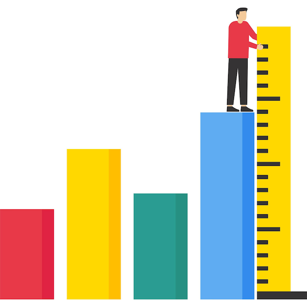 Colorful Bar Graph with Measuring Ruler and Businessman | Jiffy Designs