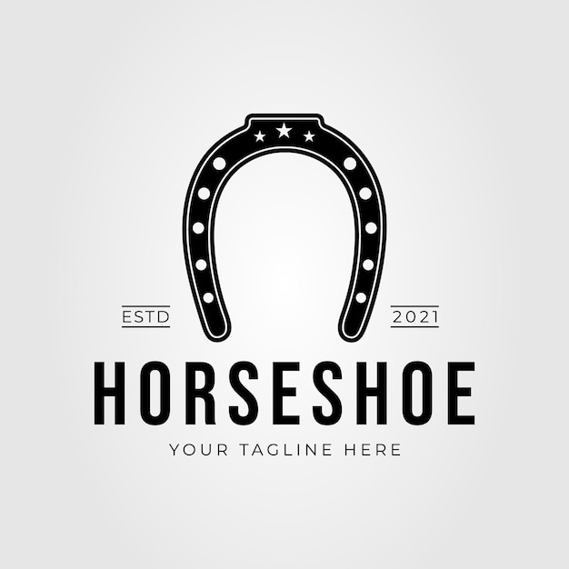 Vintage-Inspired Horseshoe Emblem with Stars and Retro Lettering ...