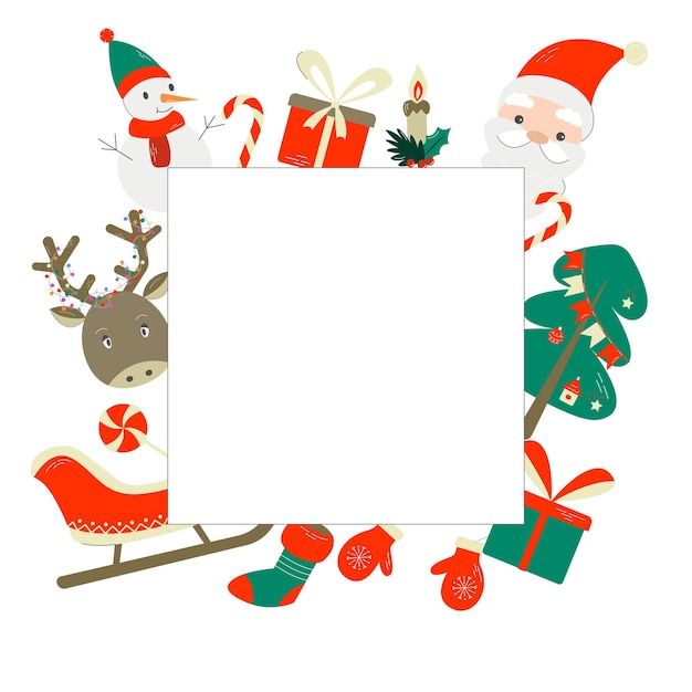 Festive Holiday Frame with Santa, Reindeer, and Gifts | Jiffy Designs