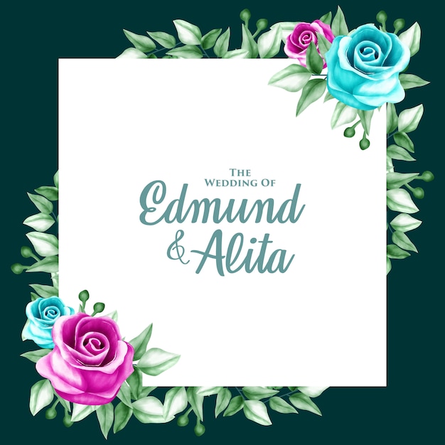 Elegant Floral Wedding Invitation with Roses and Leaves Frame | Jiffy ...