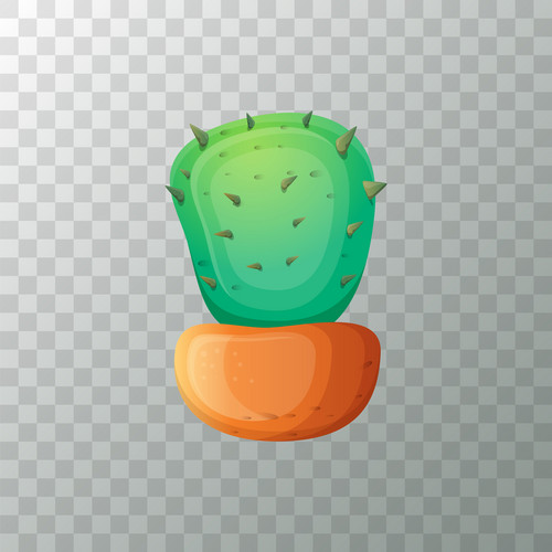 Vector Cartoon Funny And Cute Green Cactus In Pot On Transparent ...