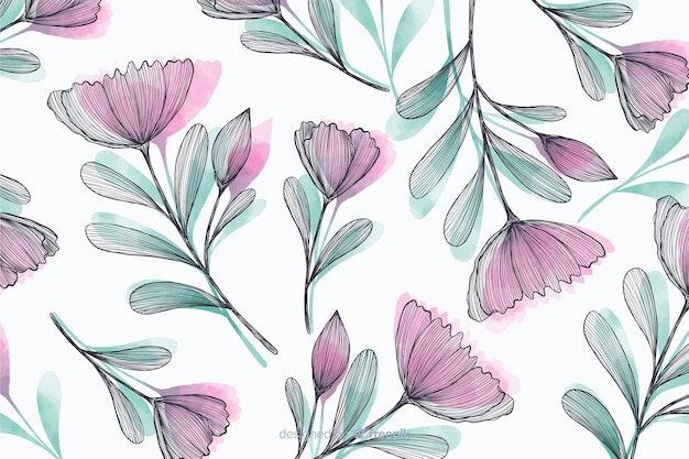 Delicate Floral Pattern with Pink and Teal Blooms | Jiffy Designs