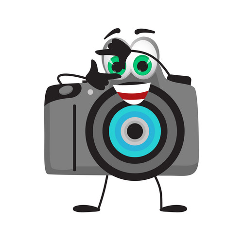 Funny Travel Objects Collection: Funny Photo Camera On White Background ...
