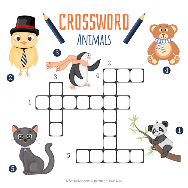 Adorable Crossword Puzzle with Charming Animal Characters Jiffy Designs