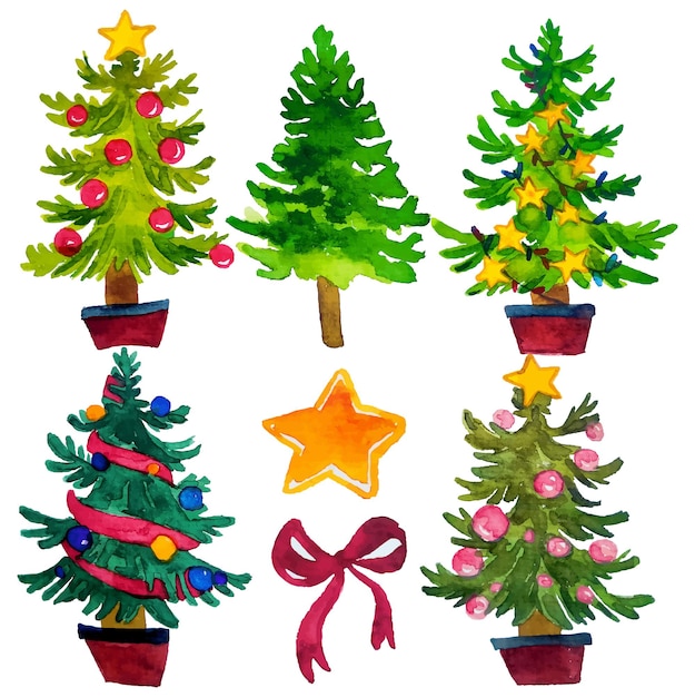 Vibrant Festive Christmas Trees with Ornaments and Ribbons | Jiffy Designs