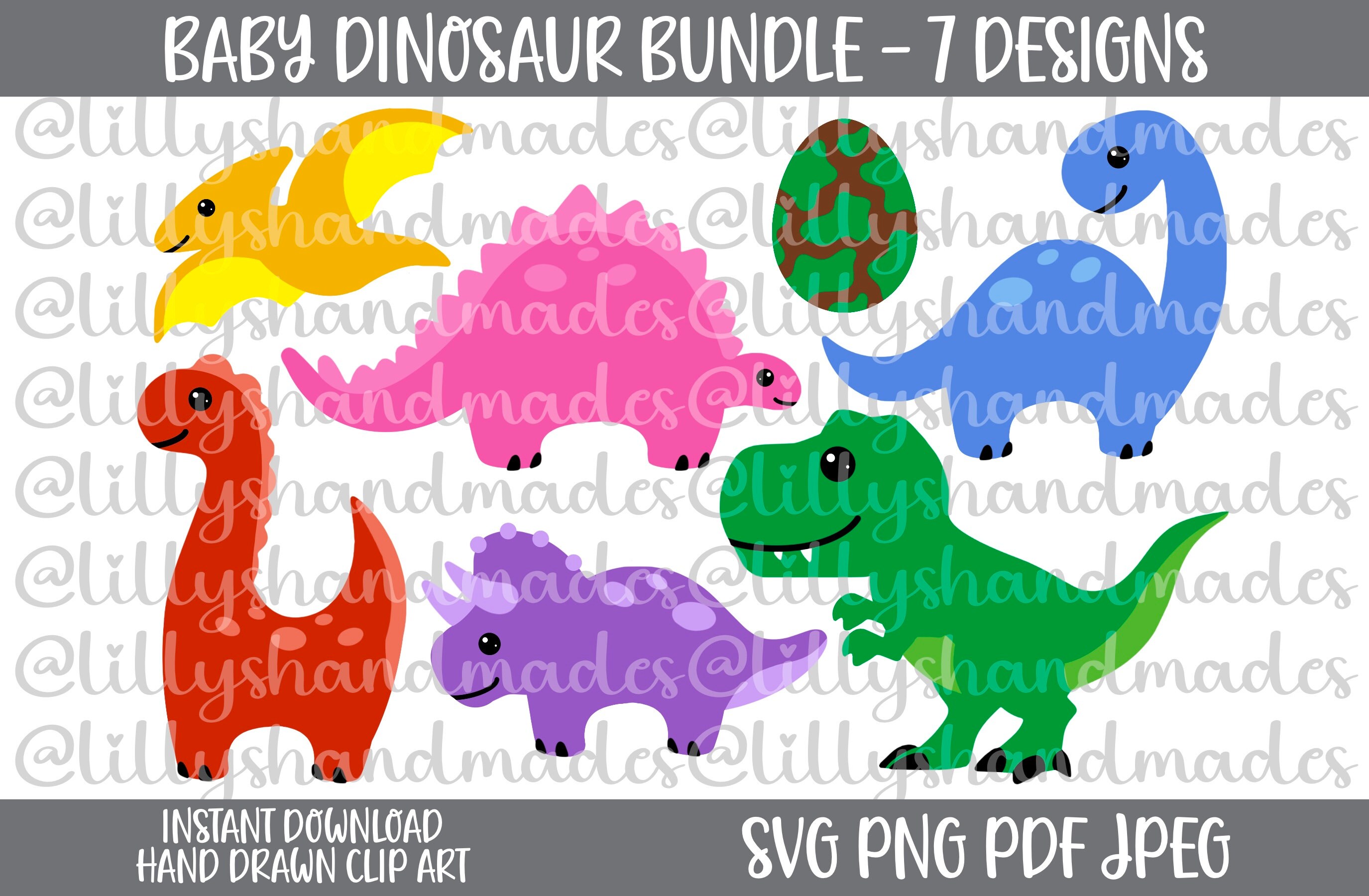 Baby Dinosaur Svg Bundle, Cute Dinosaur Svg, Baby Dinosaur Png, Baby ...