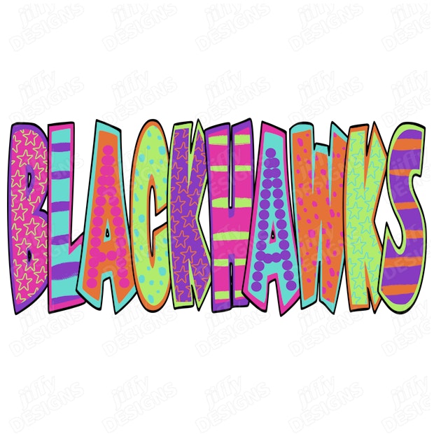 'Blackhawks' Vibrant Lettering with Psychedelic Patterns and Neon ...