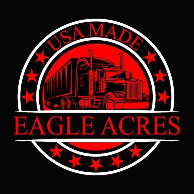 Rugged Trucking Emblem with American Pride and Eagle Motif | Jiffy Designs