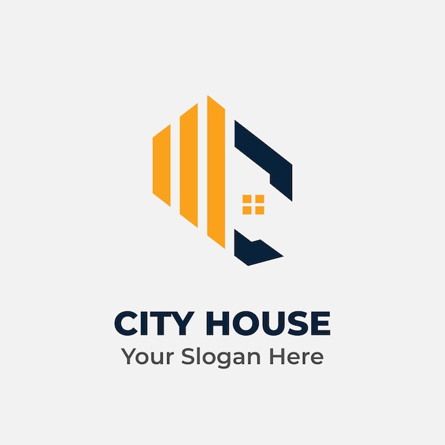 Stylized Hexagonal Building Icon with Slogan Overlay | Jiffy Designs