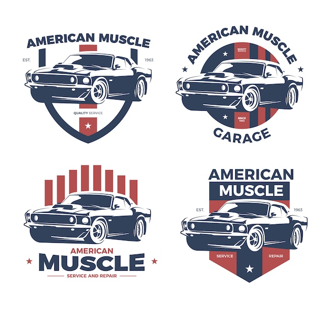 Vintage American Muscle Car Garage Emblems and Badges | Jiffy Designs