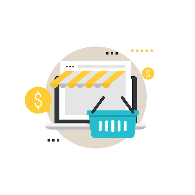 Online Shopping Cart with Digital Payment Icons Illustration | Jiffy ...