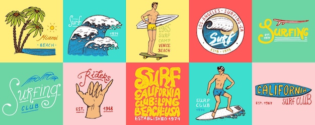 Vibrant Surf-Inspired Graphic Collection Featuring Iconic Imagery and ...