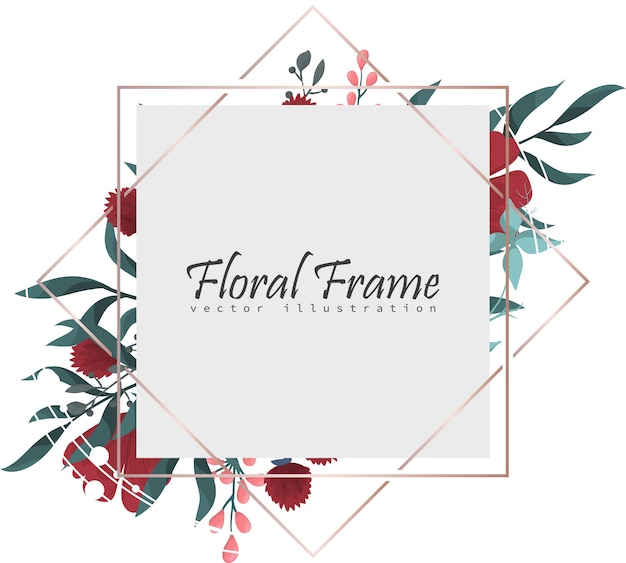 Elegant Floral Frame with Geometric Shapes and Text | Jiffy Designs