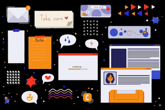 Eclectic Collection of Vibrant Digital Stickers and Symbols | Jiffy Designs