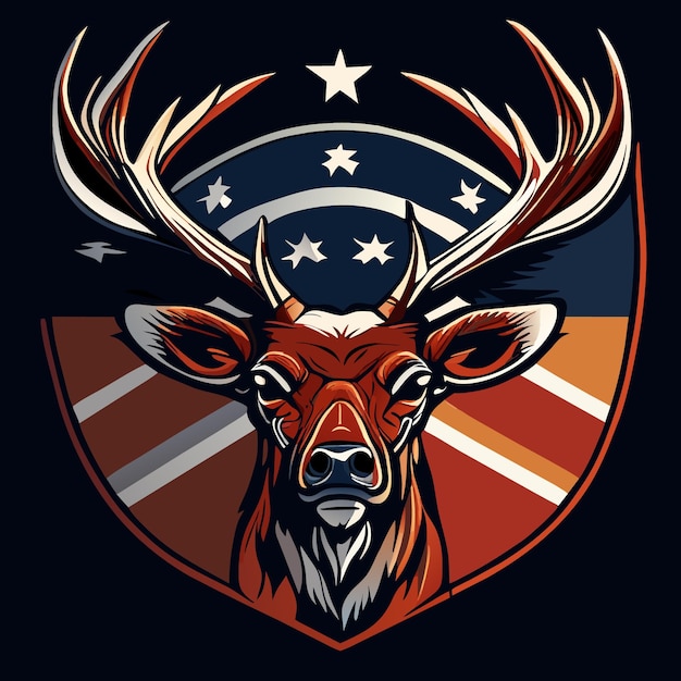 Majestic Stag Emblem with Patriotic Flair | Jiffy Designs