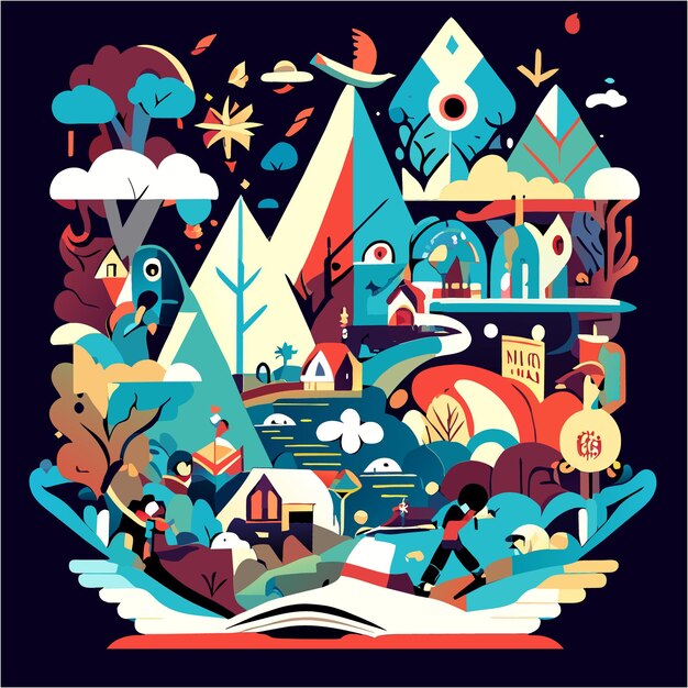 Enchanting Illustrated Landscape with Whimsical Elements | Jiffy Designs