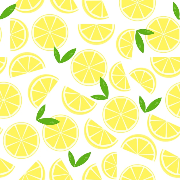 Vibrant Citrus Slices: A Zesty Pattern of Lemons and Leaves | Jiffy Designs
