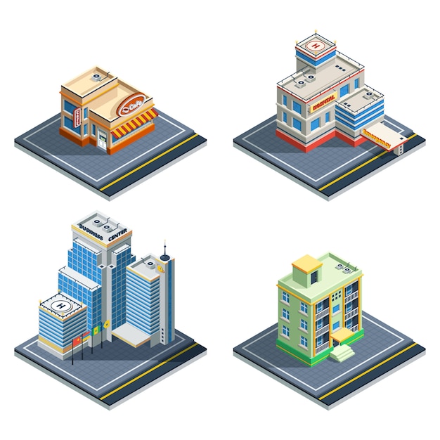 Isometric Vector Buildings Collection: Architectural Designs and ...