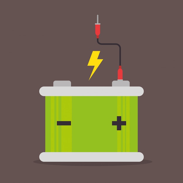 Vibrant Battery Illustration with Lightning Bolt and Wires Jiffy Designs