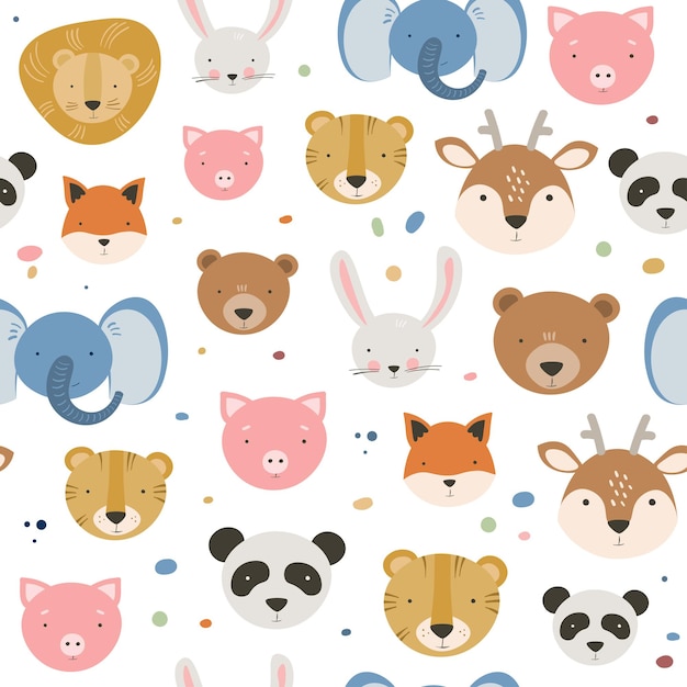 Adorable Animal Faces Pattern with Bears, Bunnies, and More | Jiffy Designs