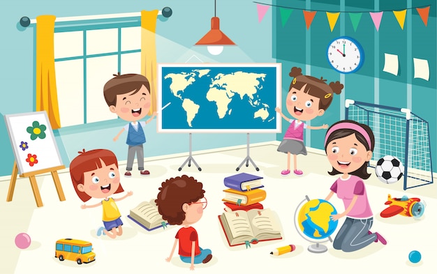 Vibrant Classroom Scene with Cheerful Children Learning | Jiffy Designs