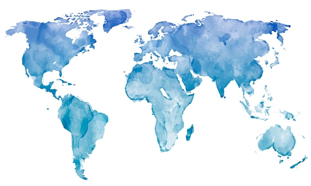 Vibrant Watercolor World Map with Continents and Oceans | Jiffy Designs