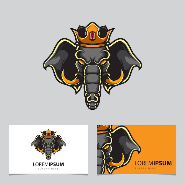 Regal Elephant Emblem with Ornate Crown and Fierce Expression | Jiffy ...