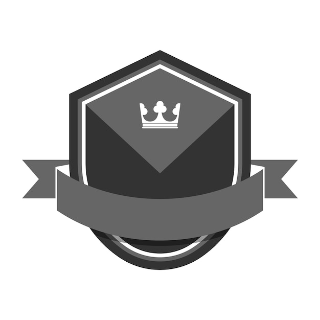 Elegant Crown Emblem with Ribbon and Shield Graphic Design | Jiffy Designs