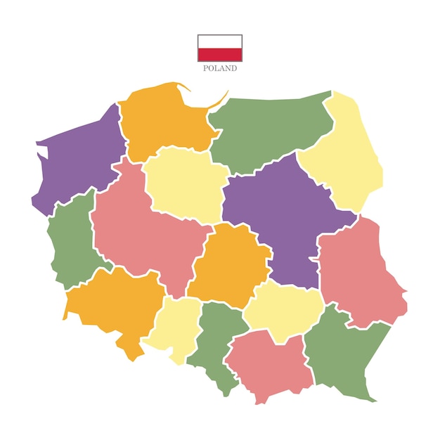 Vibrant Map of Diverse Regions in Poland with Distinct Colors | Jiffy ...