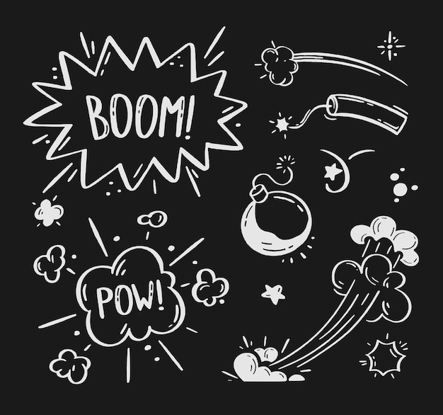 Explosive Comic Book Sound Effects on Chalkboard | Jiffy Designs