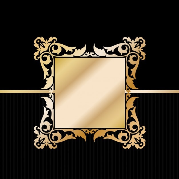 Ornate Golden Frame on Black Background with Floral Accents | Jiffy Designs