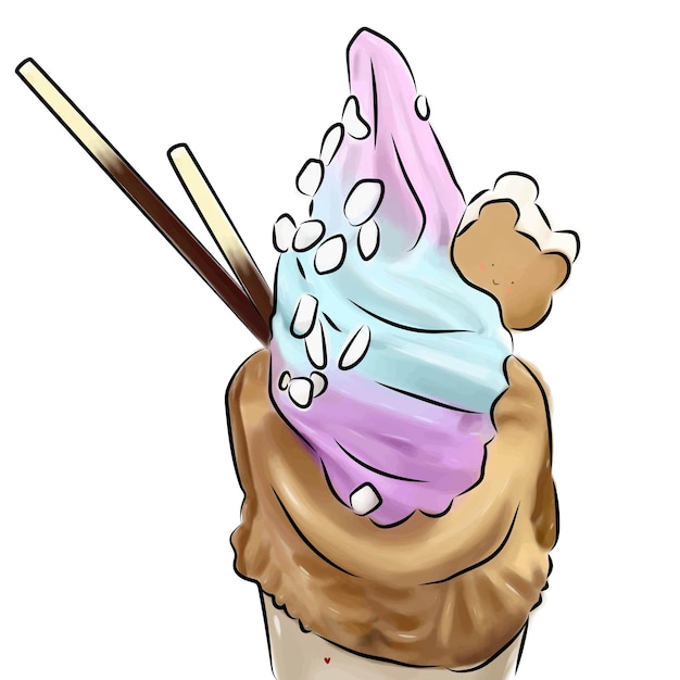 Colorful Swirled Ice Cream Cone with