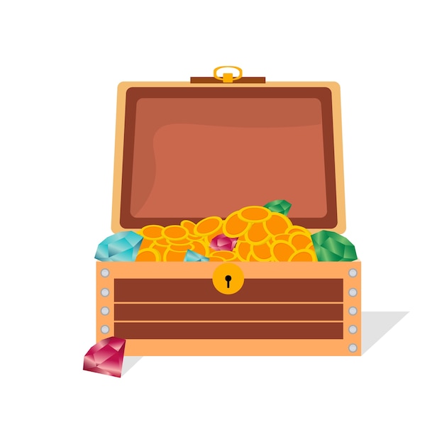 Vibrant Treasure Chest Filled with Dazzling Gems and Coins | Jiffy Designs