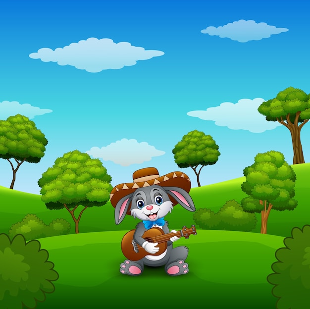 Playful Rabbit Carrying a Basket in a Lush Green Landscape | Jiffy Designs