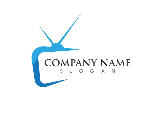 Dynamic Blue TV Icon with Stylized Company Name | Jiffy Designs