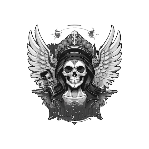 Majestic Winged Skull Emblem with Regal Crown | Jiffy Designs