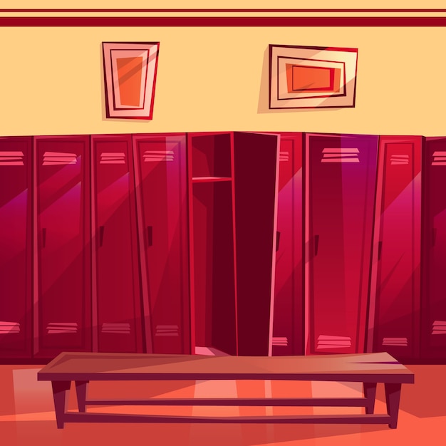 Vibrant Red Lockers with Wooden Bench | Jiffy Designs