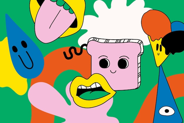 Playful Shapes and Expressions in a Vibrant Collage | Jiffy Designs