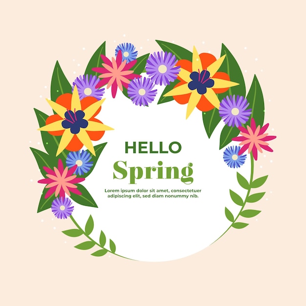 Vibrant Spring Floral Wreath with Greeting Text | Jiffy Designs