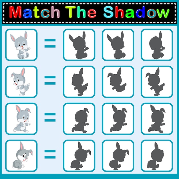 Adorable Bunny Silhouette Match Game | Jiffy Designs