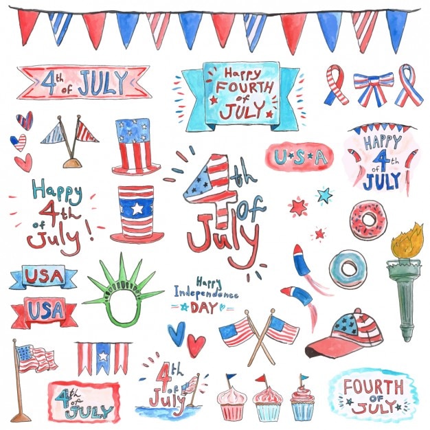Vibrant Fourth of July Patriotic Graphics and Illustrations Collection ...