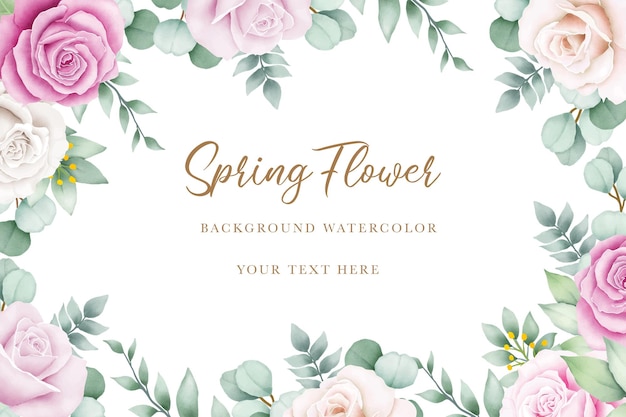 Delicate Floral Frame with Soft Pink Roses and Greenery | Jiffy Designs