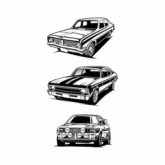 Iconic Vintage Muscle Car Collection: Retro Automotive Designs | Jiffy ...