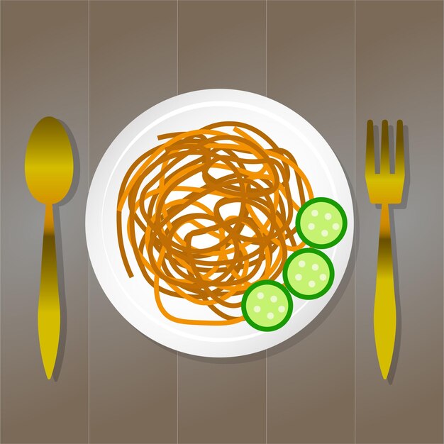 Vibrant Spaghetti Dish with Fresh Cucumber Slices | Jiffy Designs
