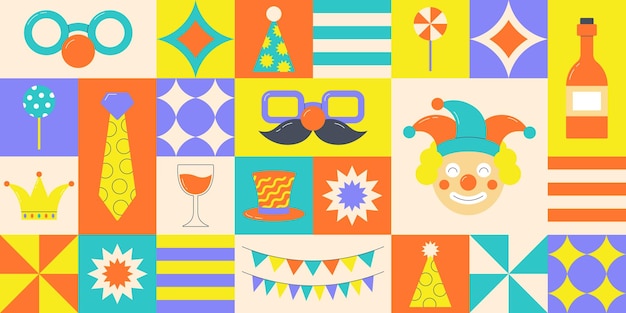 Vibrant Carnival Celebration: Playful Shapes, Colors, and Symbols ...