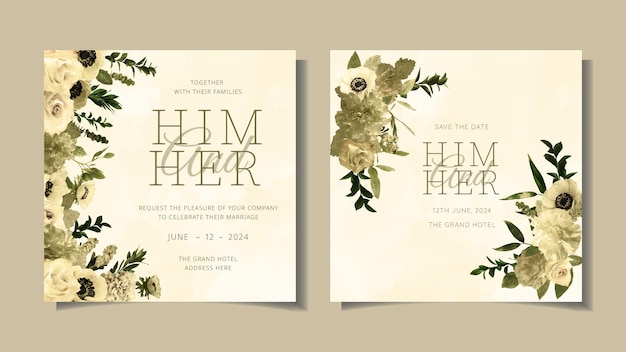 Elegant Floral Wedding Invitation with Lush Blooms | Jiffy Designs