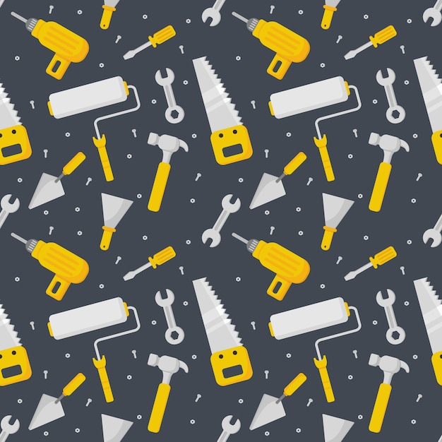 Vibrant Toolbox: A Seamless Pattern of Essential Hardware | Jiffy Designs