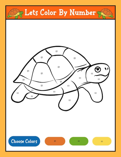 Vibrant Turtle Color by Number Illustration | Jiffy Designs
