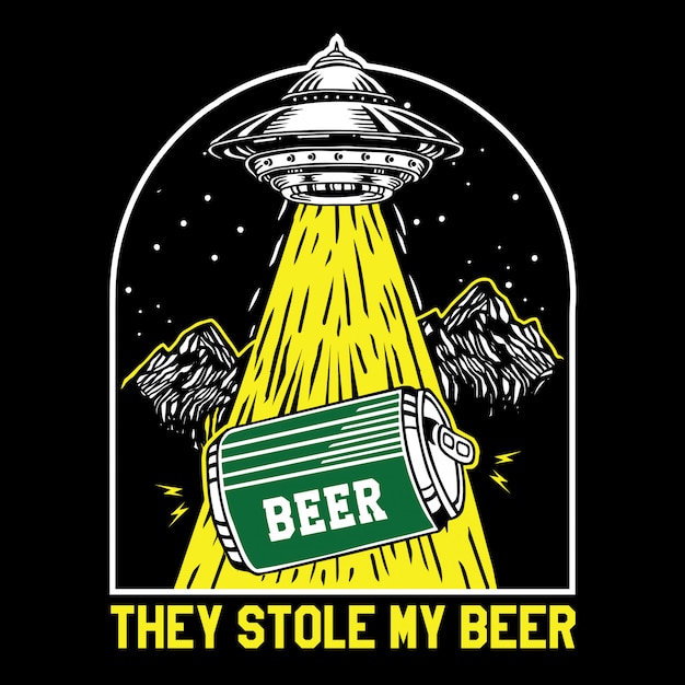 Alien Spacecraft Abducts Beloved Beer in Starry Night Landscape | Jiffy ...