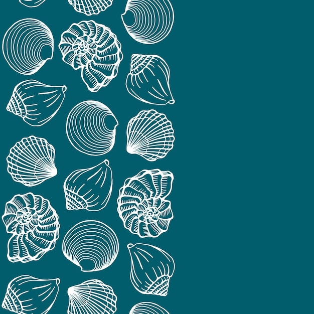 Elegant Seashell Pattern on Teal Backdrop | Jiffy Designs